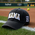Custom Softball Mama Embroidered Hat - Personalized Yellow Ball & Number Cap