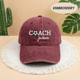 Custom Coach Soccer Embroidered Hat, Personalized Coach Name Cap, Soccer Team Leader Gift, Soccer Ball Embroidery Hat, Gameday Coach Gift