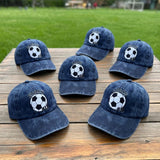 Custom Embroidered Soccer Hat, Personalized Name Number Washed Cotton Cap