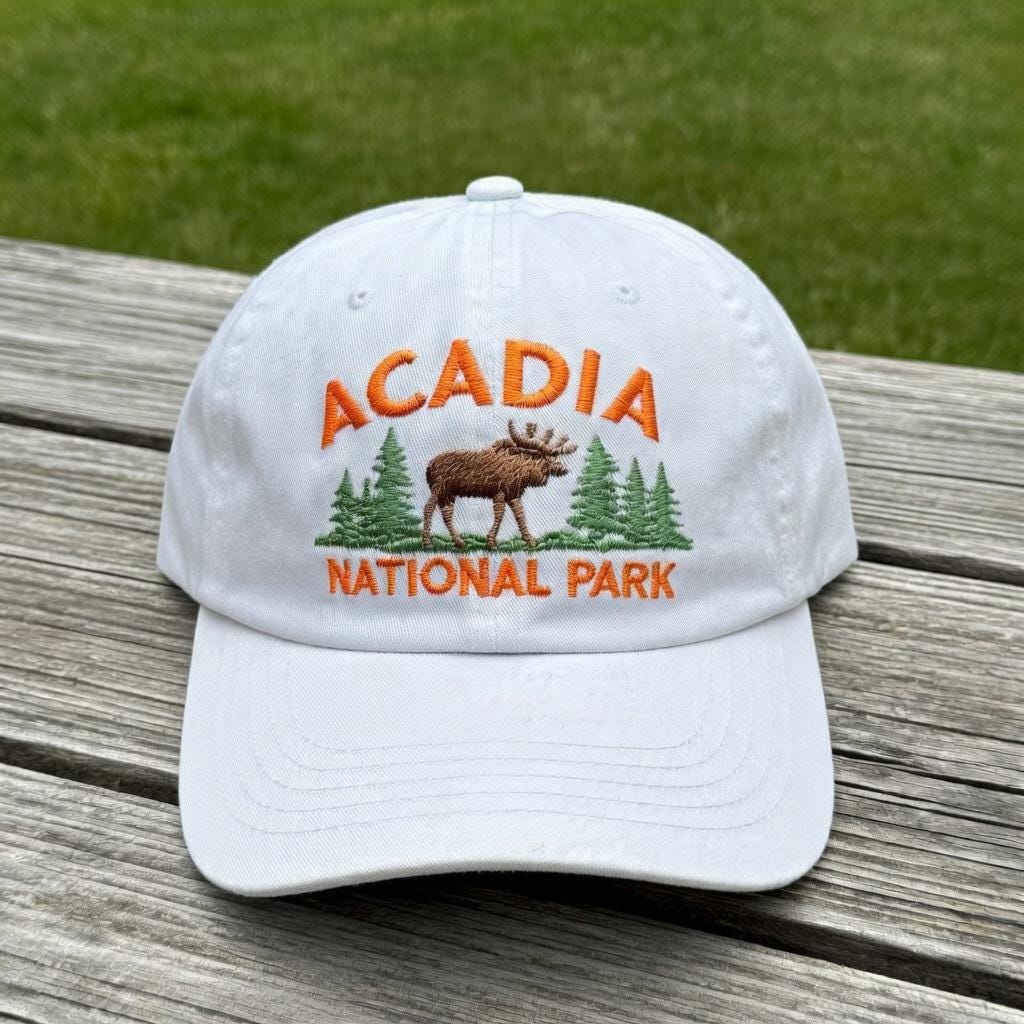 Moose Embroidered Dad Hat, Maine Mountain Wildlife Baseball Cap, Outdoor Nature Lover Gift