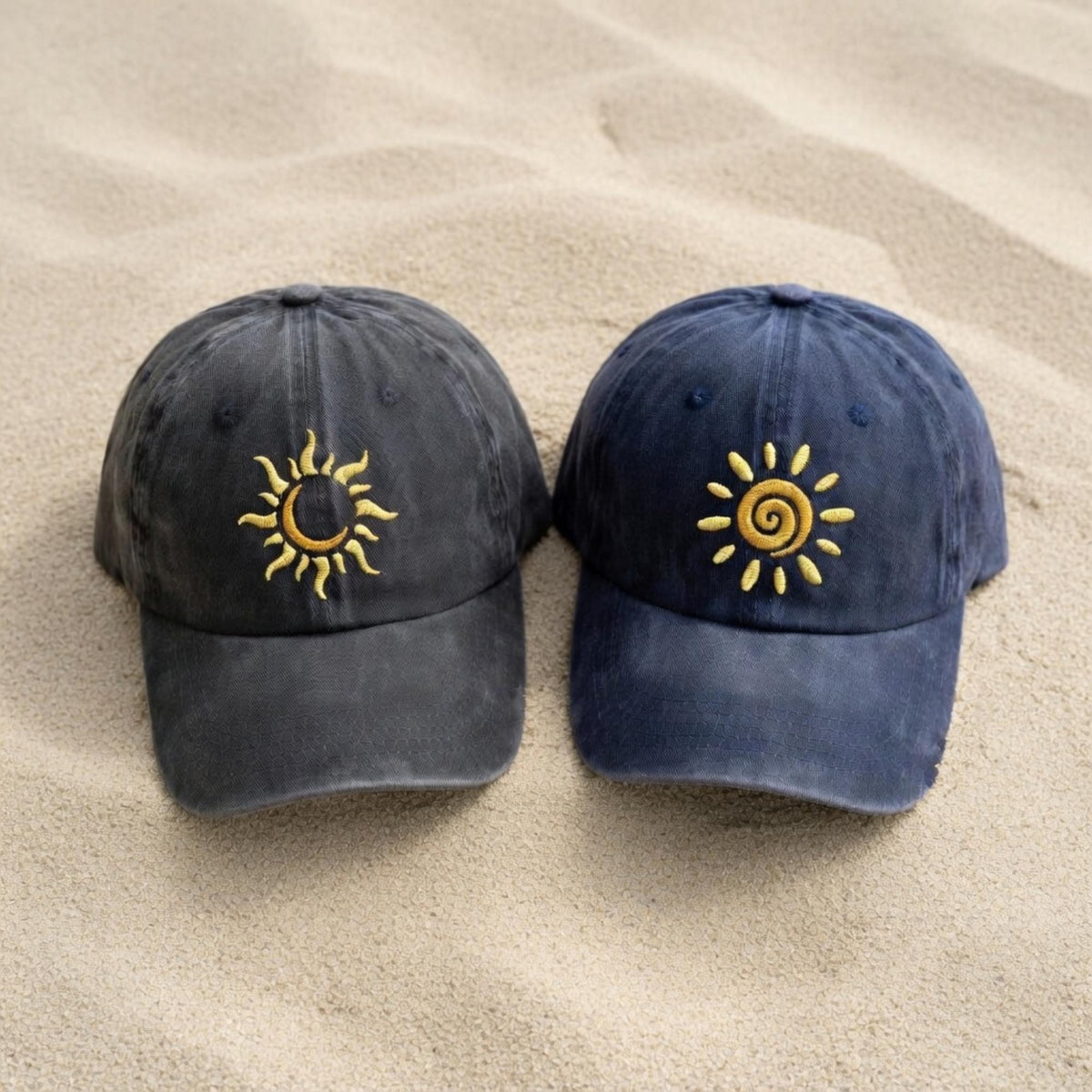 Pastel Sun Embroidered Hat, Minimalist Boho Cotton Baseball Cap, Summer Beach Gift