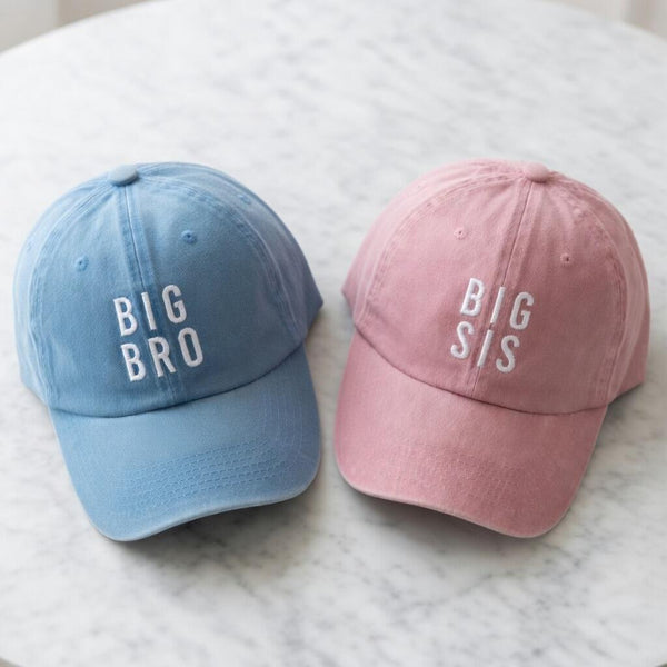 Big Bro Big Sis Embroidered Baseball Cap - Sibling Pregnancy Announcement Matching Cotton Dad Hat