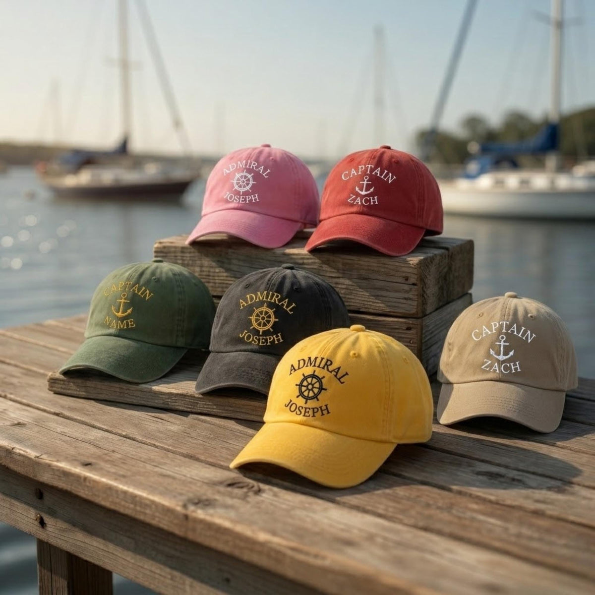 Personalized Captain Embroidered Hat, Custom Nautical Baseball Cap, Boating Gift