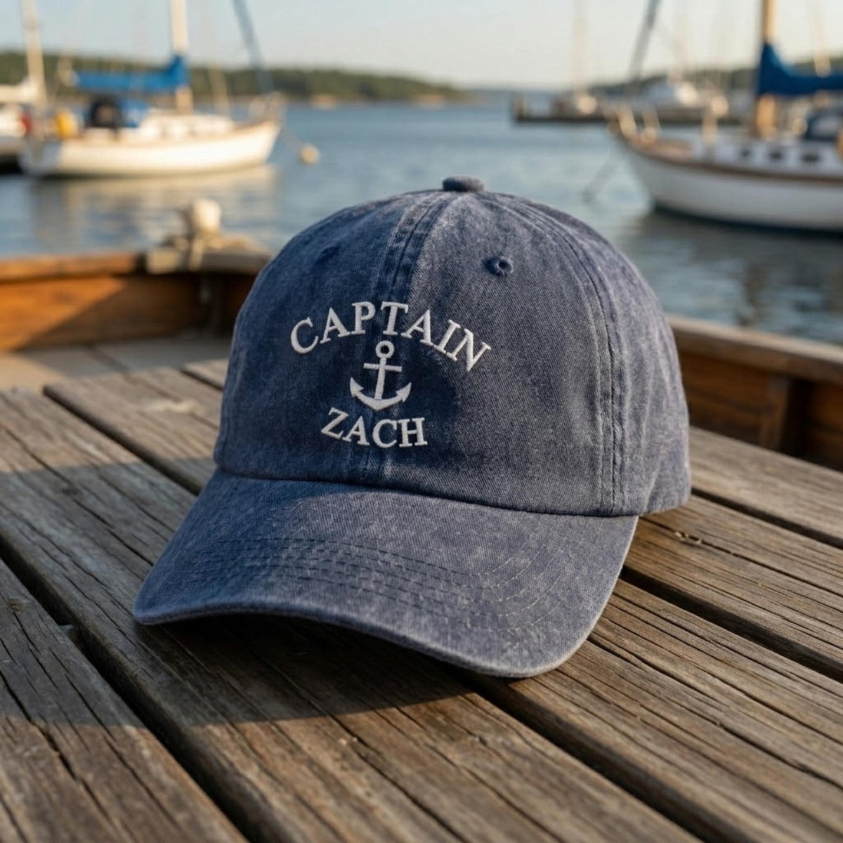Personalized Captain Embroidered Hat, Custom Nautical Baseball Cap, Boating Gift