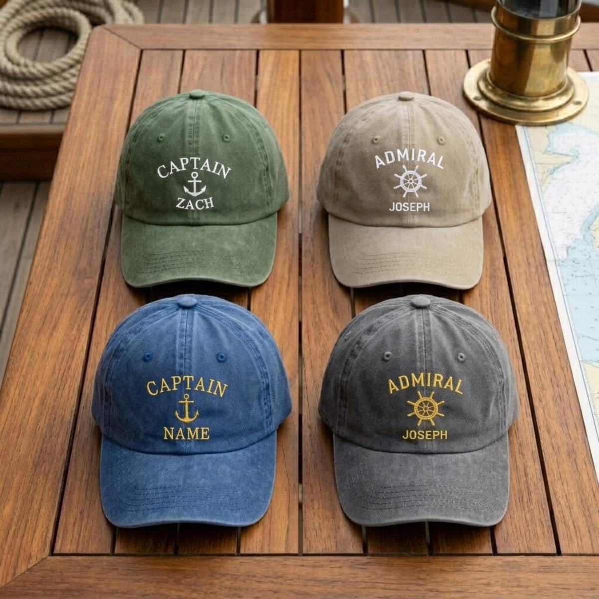 Personalized Captain Embroidered Hat, Custom Nautical Baseball Cap, Boating Gift