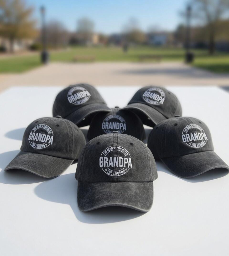 Funny Grandpa Embroidered Hat, Vintage Washed Cotton Baseball Cap, Father's Day Gift