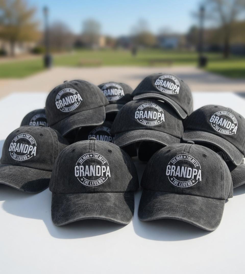 Funny Grandpa Embroidered Hat, Vintage Washed Cotton Baseball Cap, Father's Day Gift