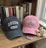 Custom Bride and Groom Hats, Est 2026 Baseball Caps, Personalized Wedding Gift for Couple, Honeymoon Essentials, Newlywed Keepsake Hat.