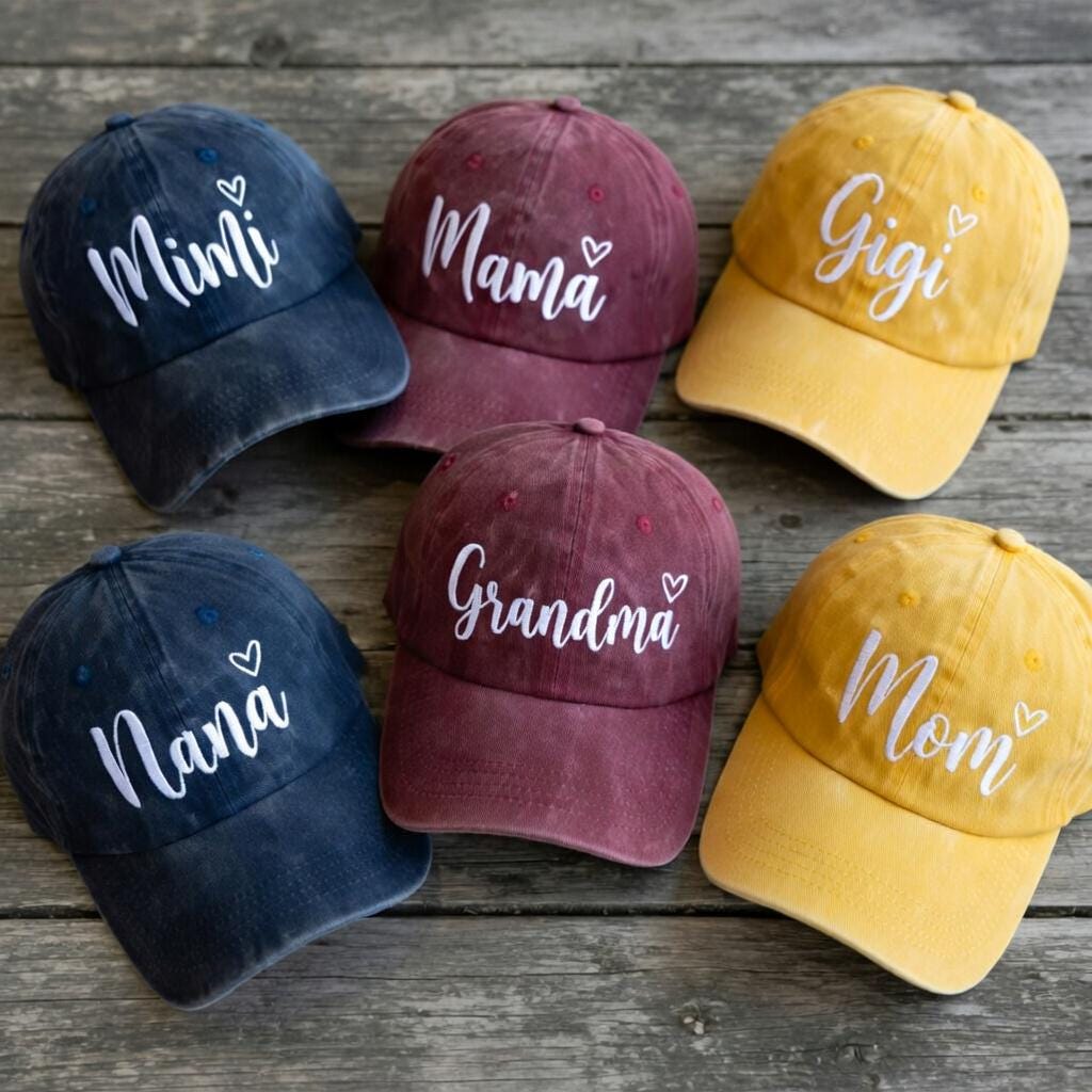 Personalized Grandma Nickname Embroidered Hat, Custom Nana Mimi Gigi Baseball Cap