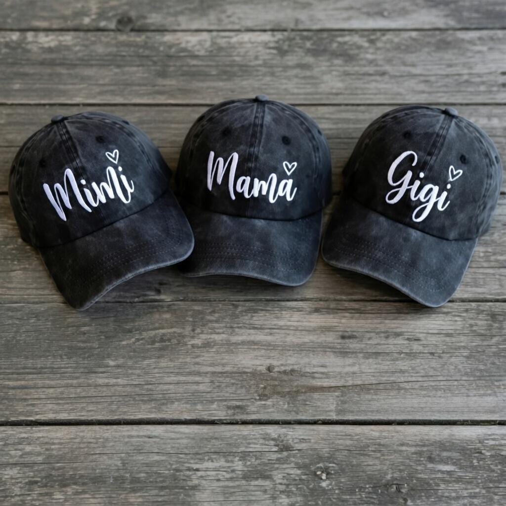 Personalized Grandma Nickname Embroidered Hat, Custom Nana Mimi Gigi Baseball Cap
