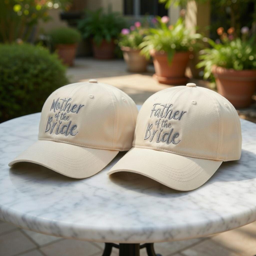 Matching Mother and Father of the Bride Embroidered Hats, Wedding Family Baseball Caps, Bridal Party Gift