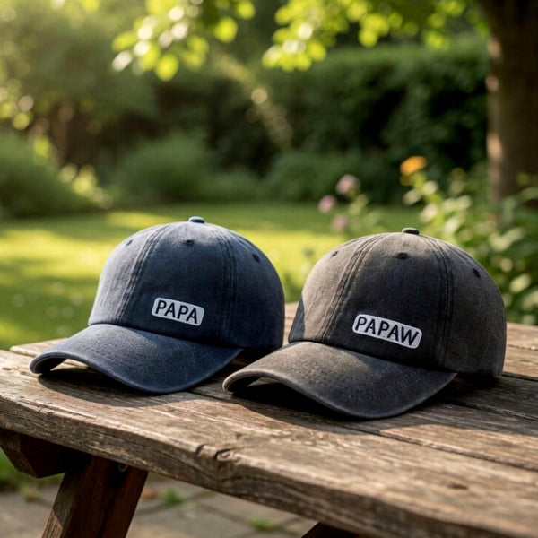 Custom Papaw & Papa Embroidered Hat - Minimalist Block Patch Grandpa Cap