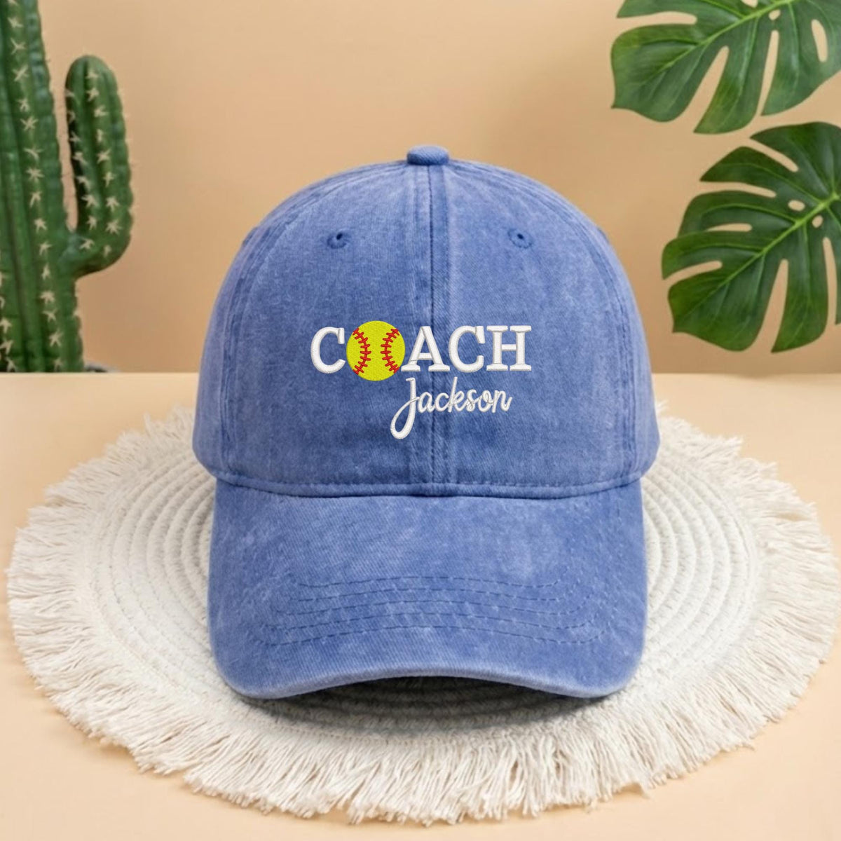 Custom Coach Name Softball Embroidered Hat - Fastpitch Team Gift Cap