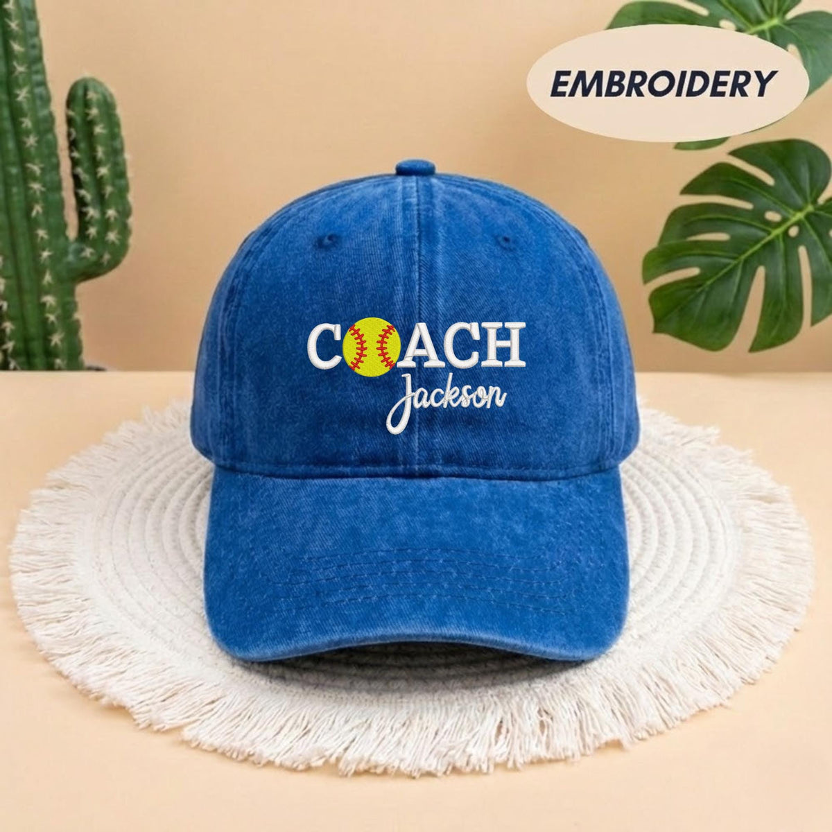 Custom Coach Name Softball Embroidered Hat - Fastpitch Team Gift Cap