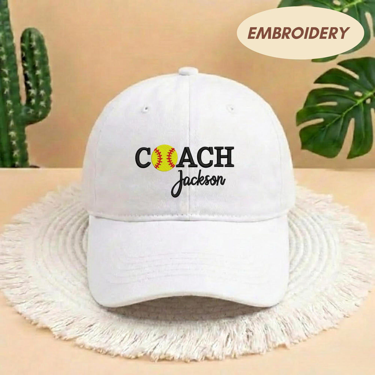 Custom Coach Name Softball Embroidered Hat - Fastpitch Team Gift Cap