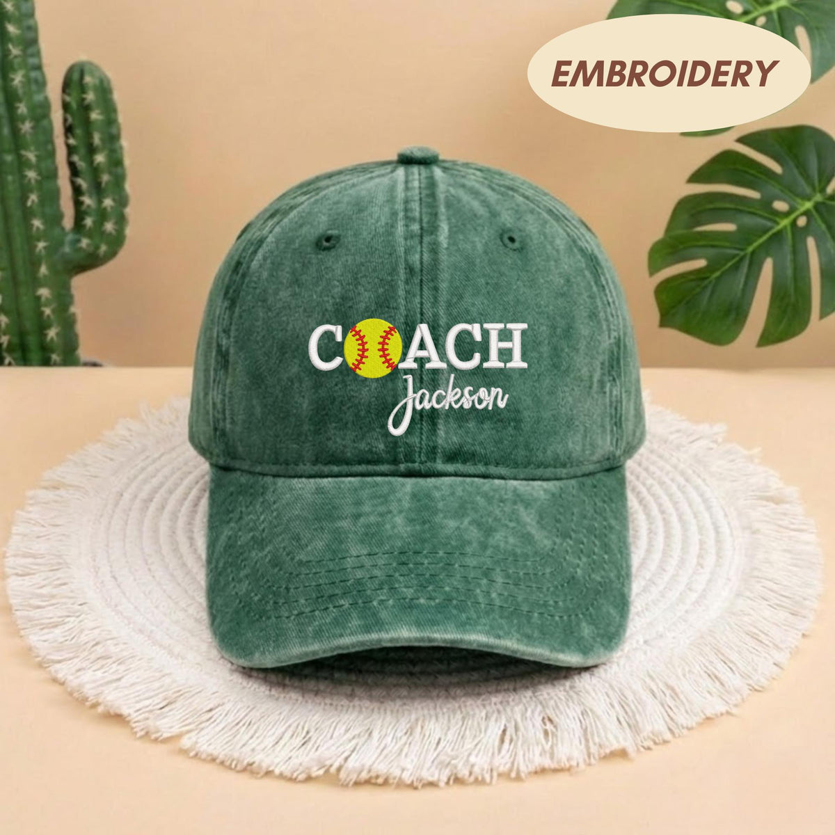 Custom Coach Name Softball Embroidered Hat - Fastpitch Team Gift Cap