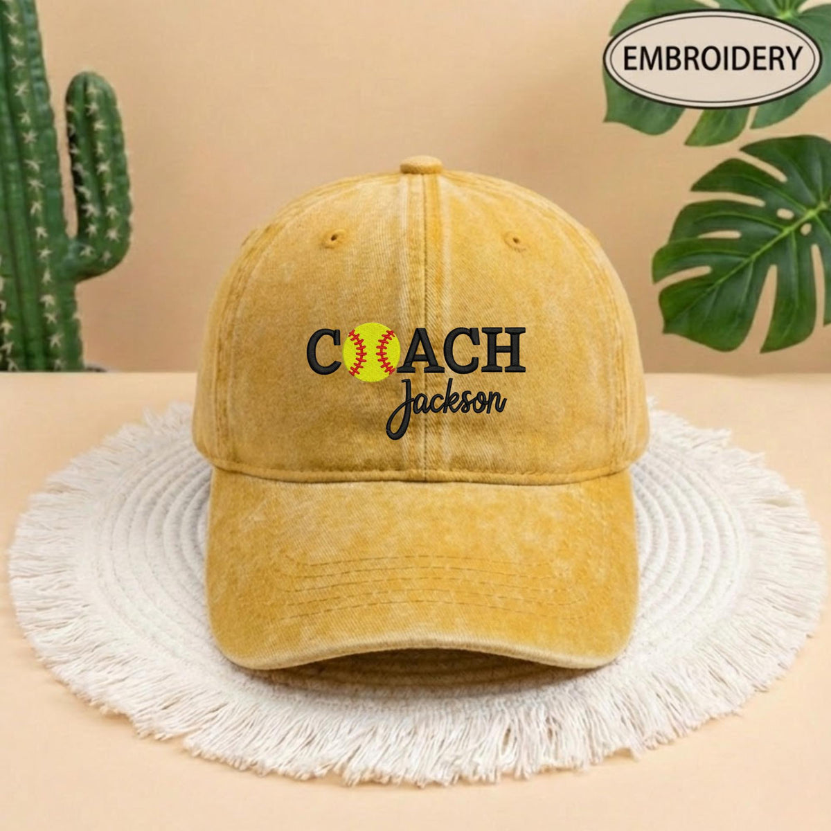 Custom Coach Name Softball Embroidered Hat - Fastpitch Team Gift Cap
