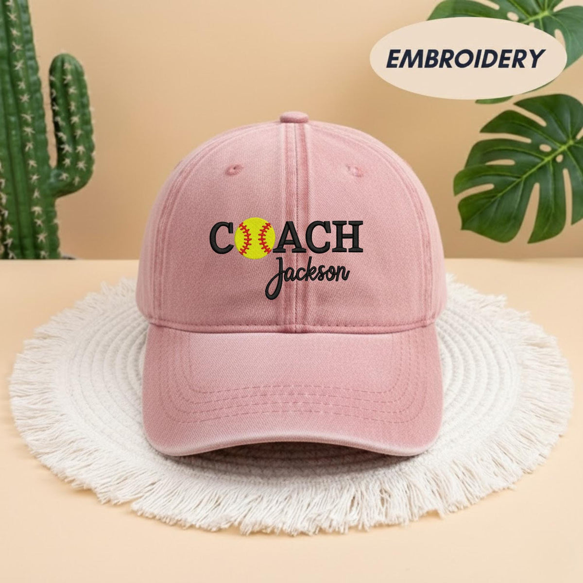 Custom Coach Name Softball Embroidered Hat - Fastpitch Team Gift Cap