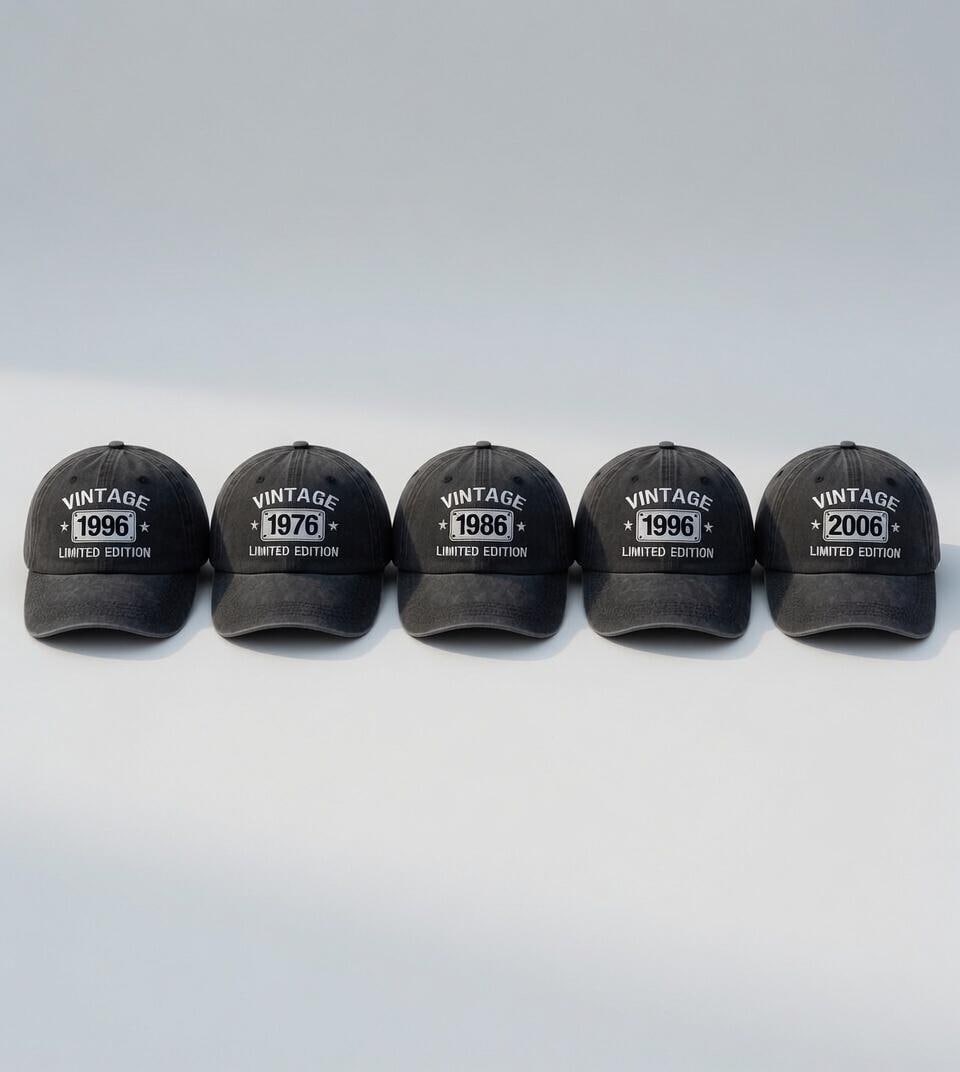 Personalized Birth Year Embroidered Hat, Custom Vintage Birthday Baseball Cap, Milestone Birthday Gift