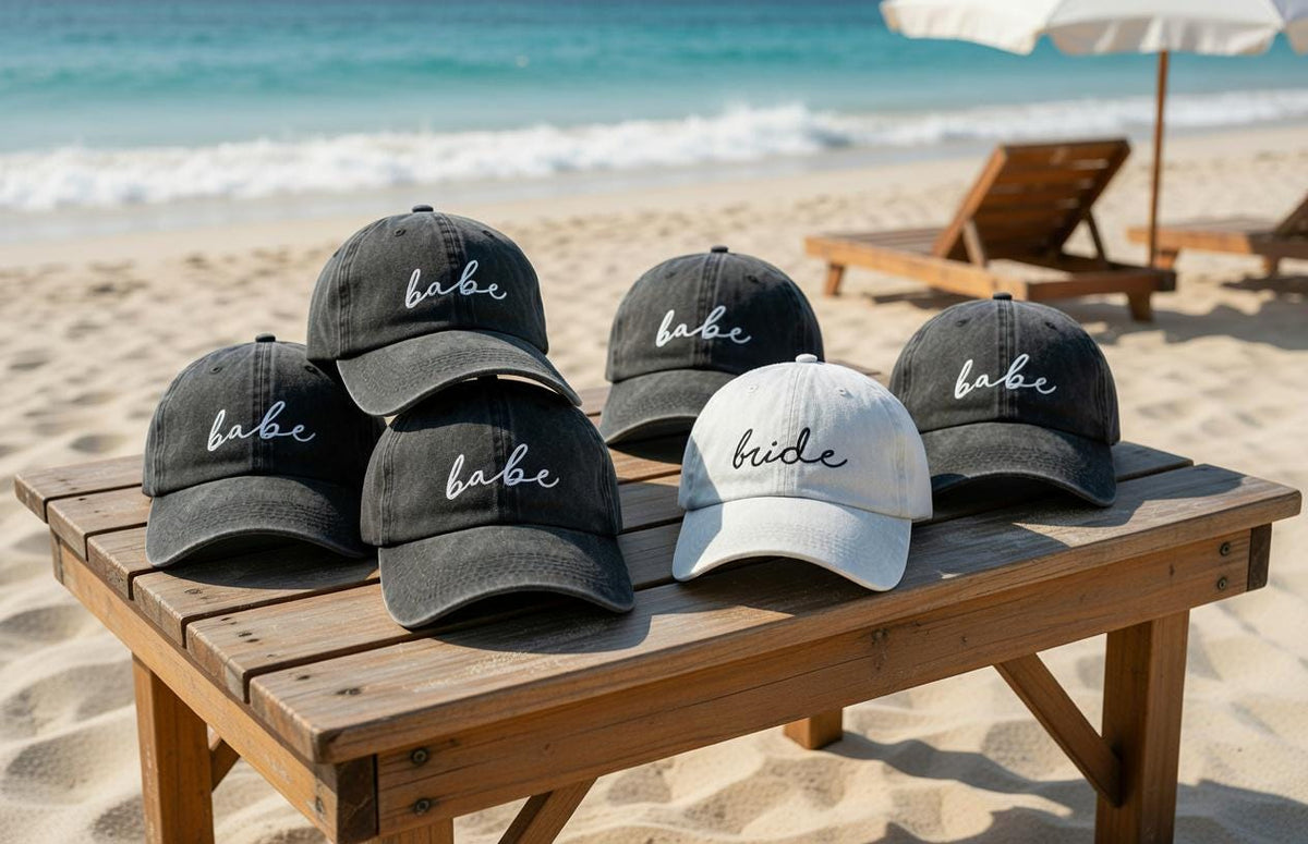 Custom Bride Babe Bachelorette Hat, Vintage Style Beach Weekend Cap