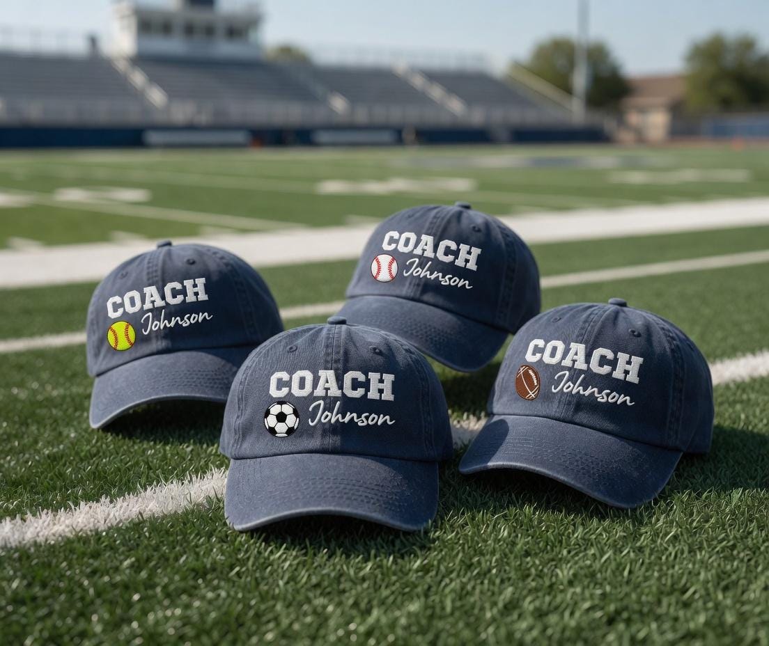 Custom Coach Name Sports Embroidered Hat - Personalized Team Gift Cap