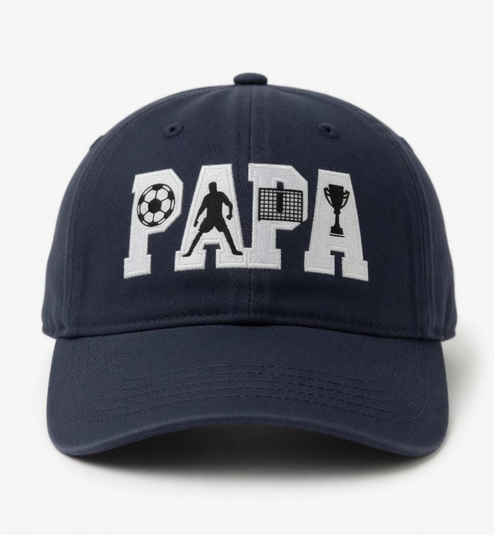 Papa Soccer Embroidered Dad Hat - Minimalist Football Fan Cap