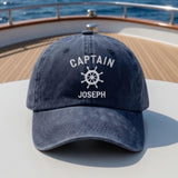 Personalized Captain Embroidered Hat, Custom Nautical Baseball Cap, Boat Owner Gift
