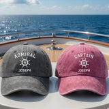 Personalized Captain Embroidered Hat, Custom Nautical Baseball Cap, Boat Owner Gift