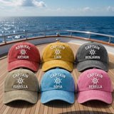 Personalized Captain Embroidered Hat, Custom Nautical Baseball Cap, Boat Owner Gift