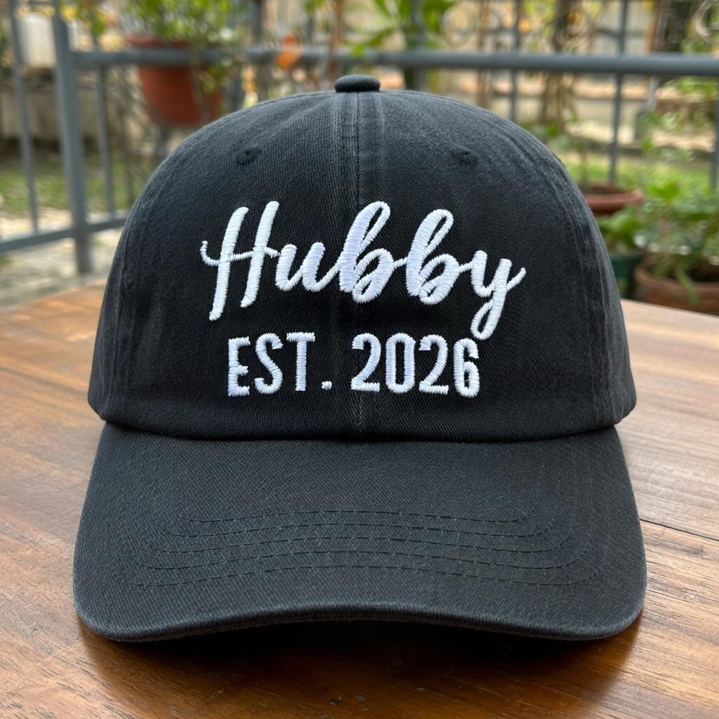 Wifey and Hubby Washed Cotton Caps, Custom Wedding Couple Hats (EST 2026)