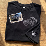 Custom Truck Line Art Embroidered T-shirt, Personalized Car Photo Vehicle Portrait Tee