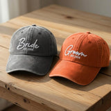 Matching Bride and Groom 2026 Embroidered Hats, Personalized Wedding Couple Baseball Caps