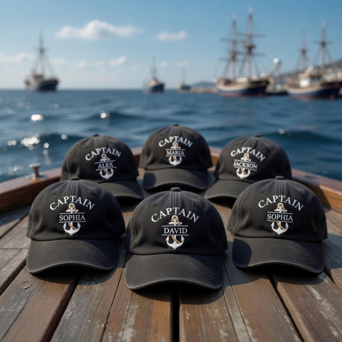 Custom Captain Embroidered Hat – Personalized Nautical Dad Cap, Boat Captain Gift