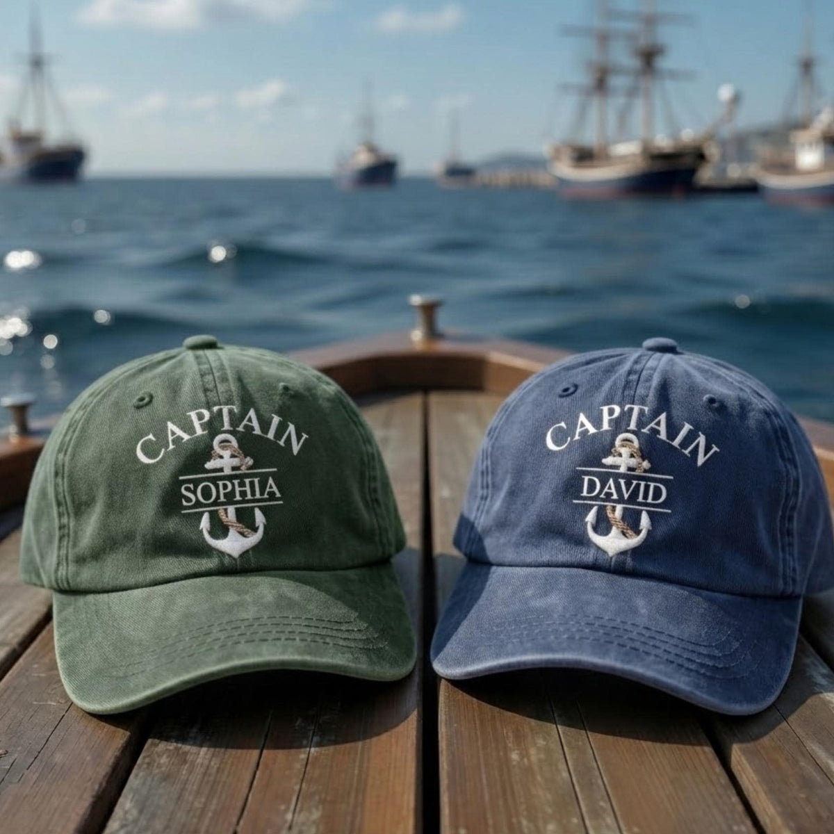 Custom Captain Embroidered Hat – Personalized Nautical Dad Cap, Boat Captain Gift