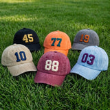 Personalized Player Number Embroidered Hat, Custom Sports Jersey Number Cotton Baseball Cap