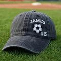 Custom Soccer Player Embroidered Hat, Personalized Name Number Football Stitch Cap, Sports Team Gift for Son, Stitched Game Day Headwear
