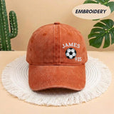 Custom Soccer Player Embroidered Hat, Personalized Name Number Football Stitch Cap, Sports Team Gift for Son, Stitched Game Day Headwear