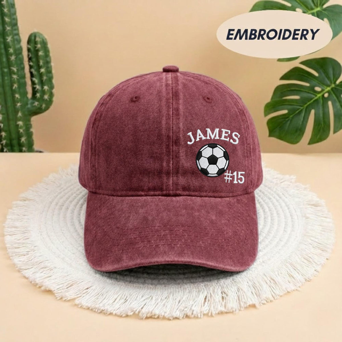 Custom Soccer Player Embroidered Hat, Personalized Name Number Football Stitch Cap, Sports Team Gift for Son, Stitched Game Day Headwear
