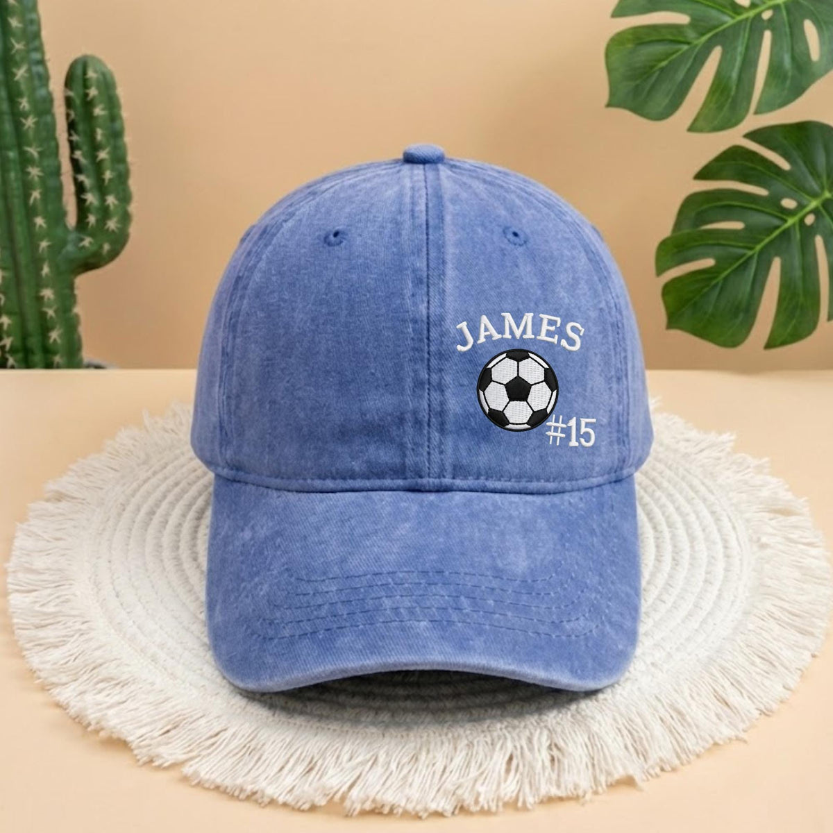Custom Soccer Player Embroidered Hat, Personalized Name Number Football Stitch Cap, Sports Team Gift for Son, Stitched Game Day Headwear