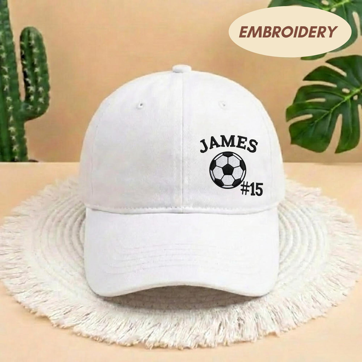 Custom Soccer Player Embroidered Hat, Personalized Name Number Football Stitch Cap, Sports Team Gift for Son, Stitched Game Day Headwear