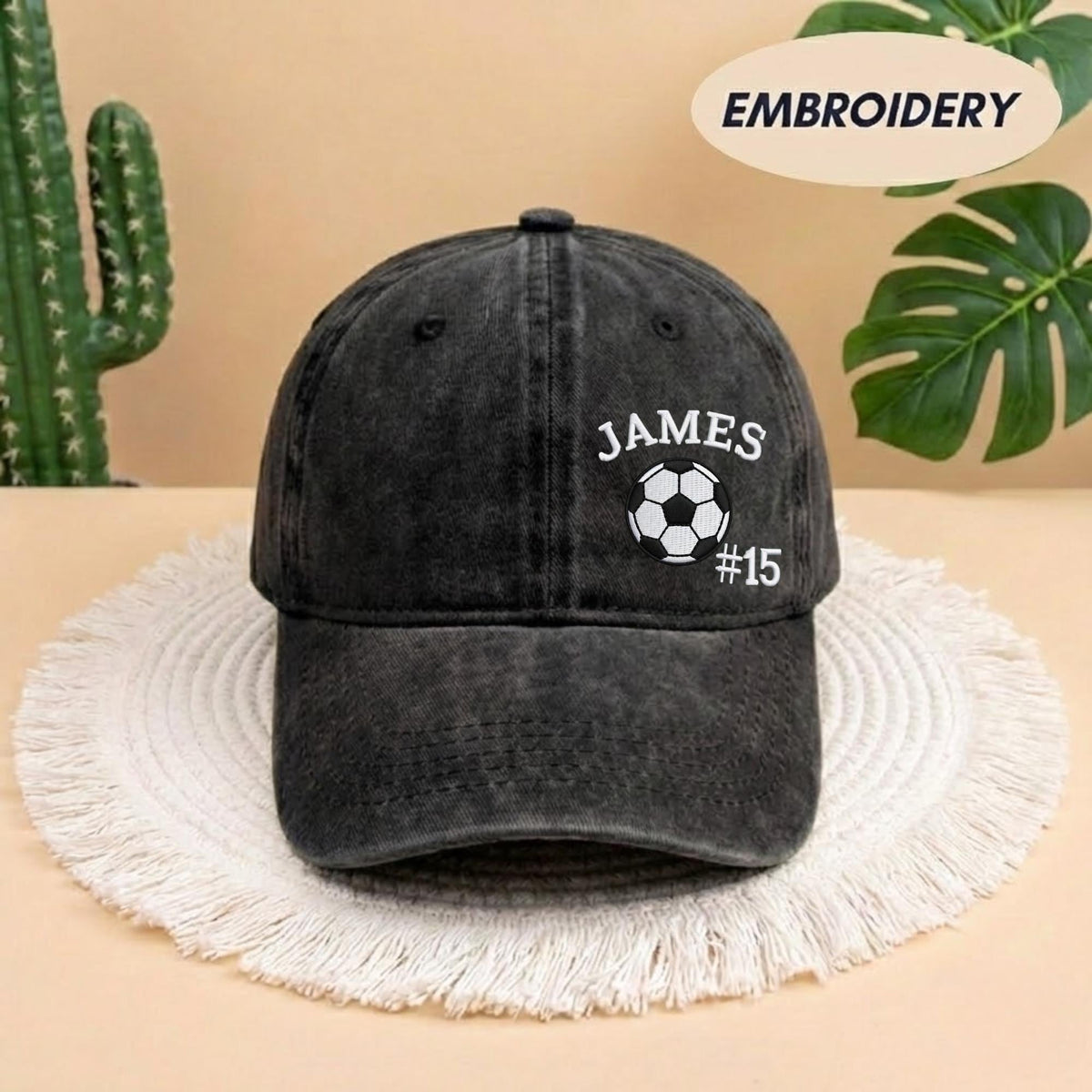 Custom Soccer Player Embroidered Hat, Personalized Name Number Football Stitch Cap, Sports Team Gift for Son, Stitched Game Day Headwear