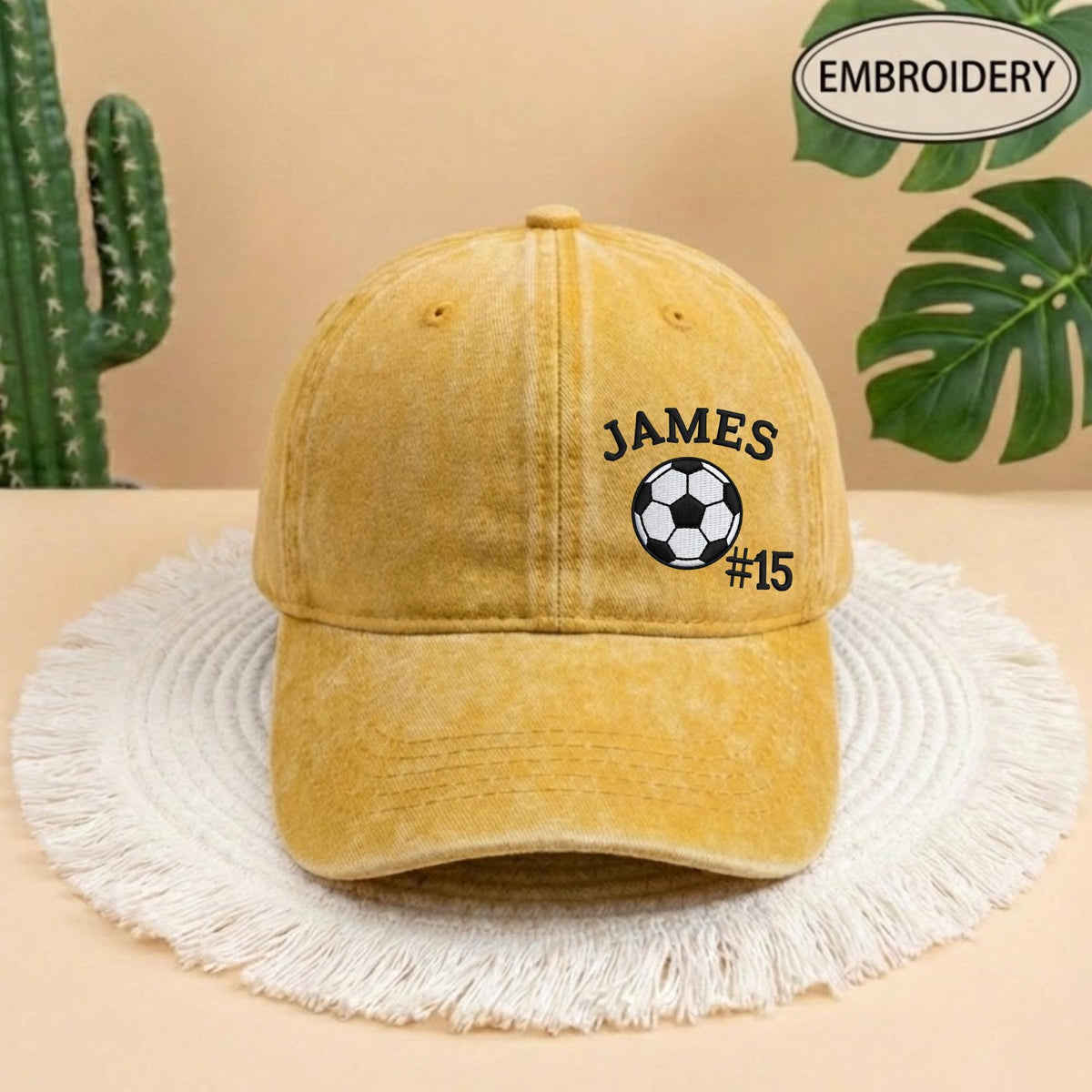 Custom Soccer Player Embroidered Hat, Personalized Name Number Football Stitch Cap, Sports Team Gift for Son, Stitched Game Day Headwear