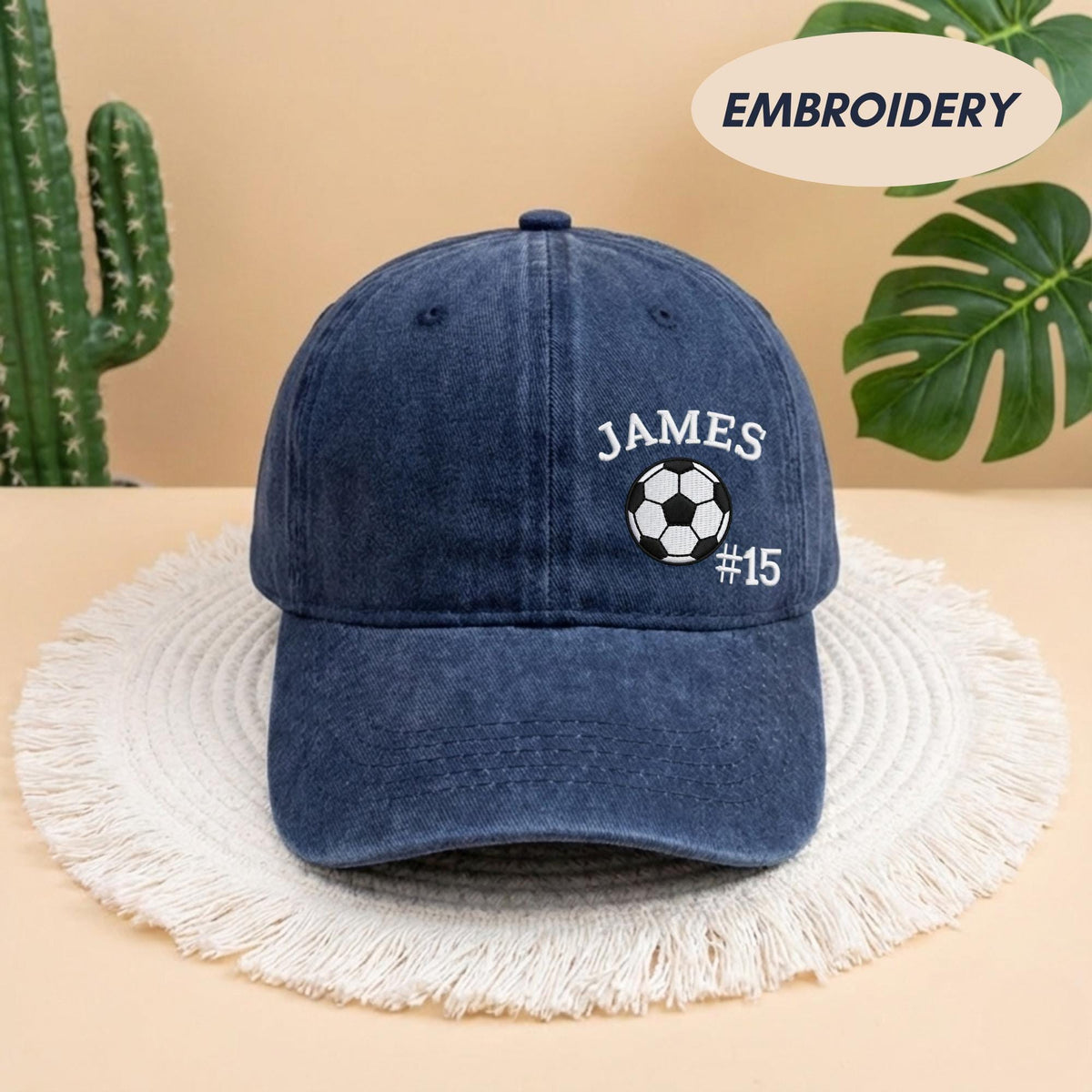 Custom Soccer Player Embroidered Hat, Personalized Name Number Football Stitch Cap, Sports Team Gift for Son, Stitched Game Day Headwear