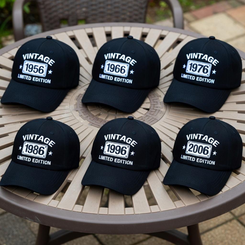 Personalized Birth Year Embroidered Hat, Custom Birthday Washed Cotton Baseball Cap