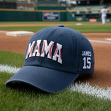 Custom Baseball Mom Hat, Personalized Sports Team Cap, Embroidered Heart Ball Accessory, Custom Name Number Gift for Her, Game Day Headwear