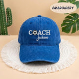 Custom Coach Soccer Embroidered Hat, Personalized Coach Name Cap, Soccer Team Leader Gift, Soccer Ball Embroidery Hat, Gameday Coach Gift