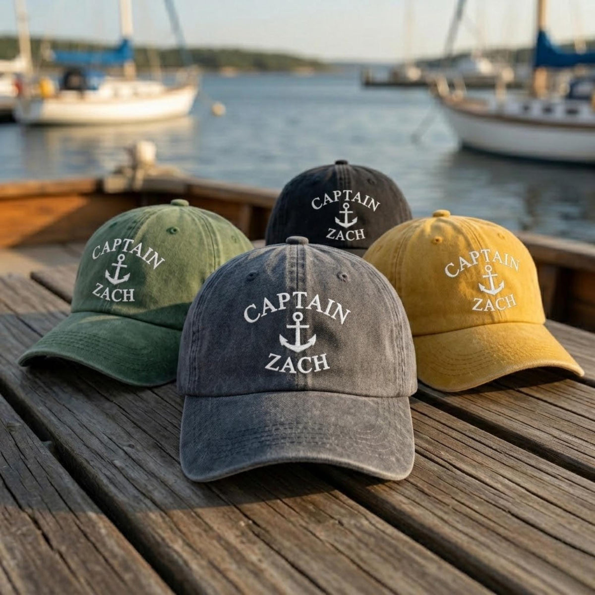 Personalized Captain Embroidered Hat, Custom Nautical Baseball Cap, Boating Gift