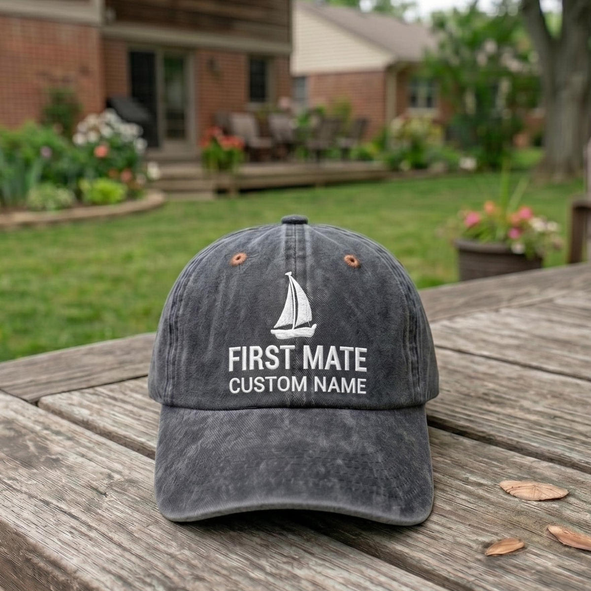 Custom Boat Captain Hat, Personalized Nautical Name Cap, First Mate Admiral Embroidered Hat, Sailing Gift, Vintage Washed Cotton Dad Hat