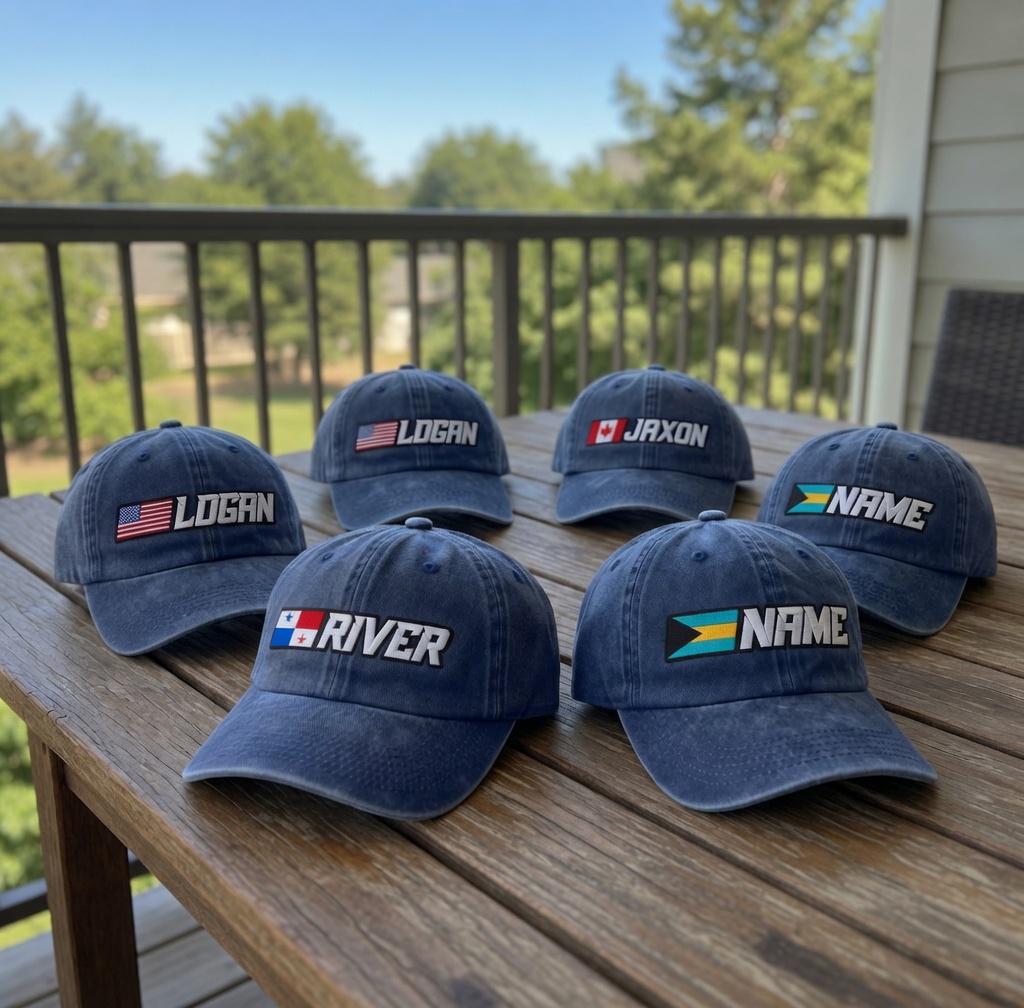 Custom Country Flag and Name Embroidered Baseball Cap - Travel Pride International Heritage Cotton Dad Hat