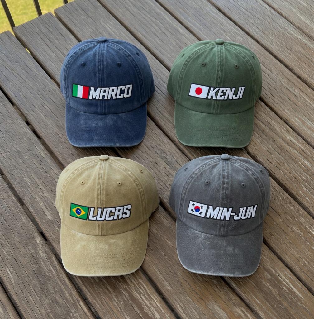 Custom Country Flag and Name Embroidered Baseball Cap - Travel Pride International Heritage Cotton Dad Hat